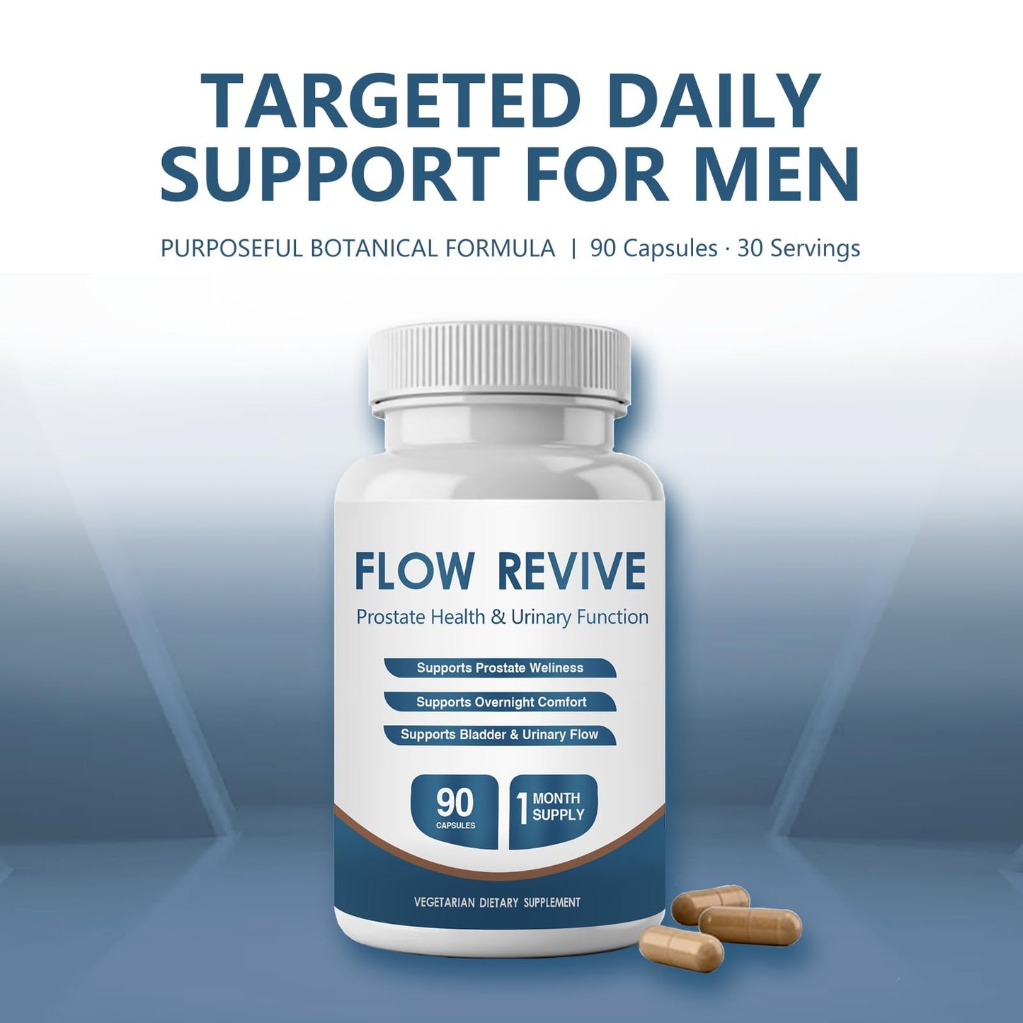 Flow Revive Prostate Energy Replenishment for Men Daily Wellness Support with Saw Palmetto, 90 Capsules
