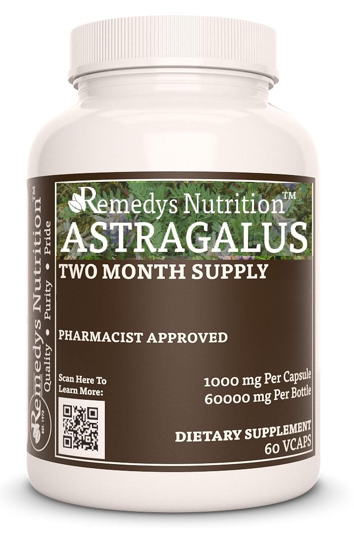 Remedy’s Nutrition Astragalus MEGA Strength 1,000 mg per Capsule, 60 Count