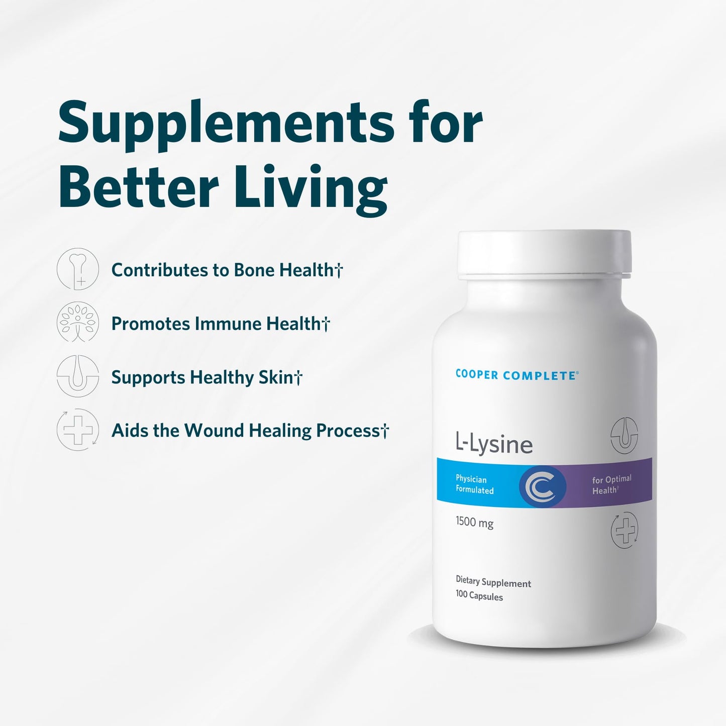 Cooper Complete L-Lysine 1000 mg Capsules 100 Count
