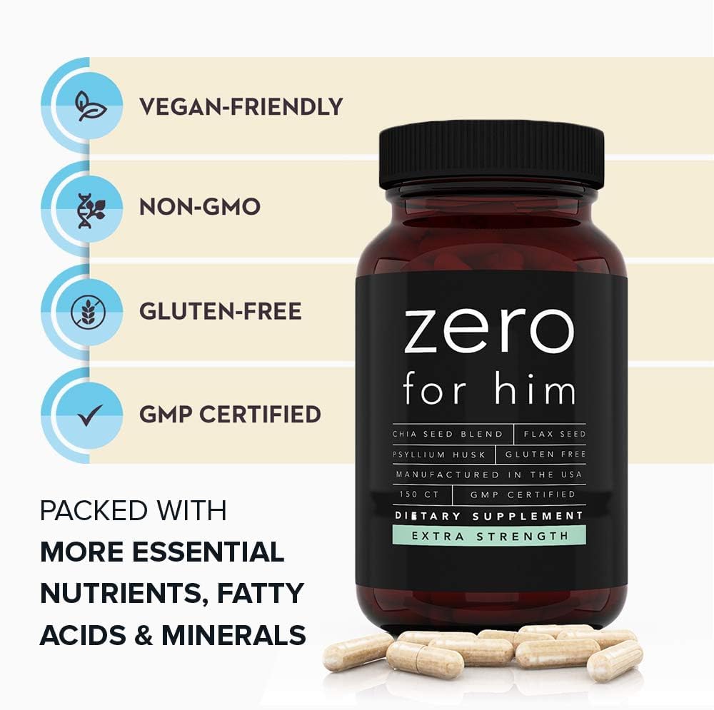 California Basics Extra Strength Fiber Supplements for Men Psyllium Husk Vegan Capsules, 150 Capsules