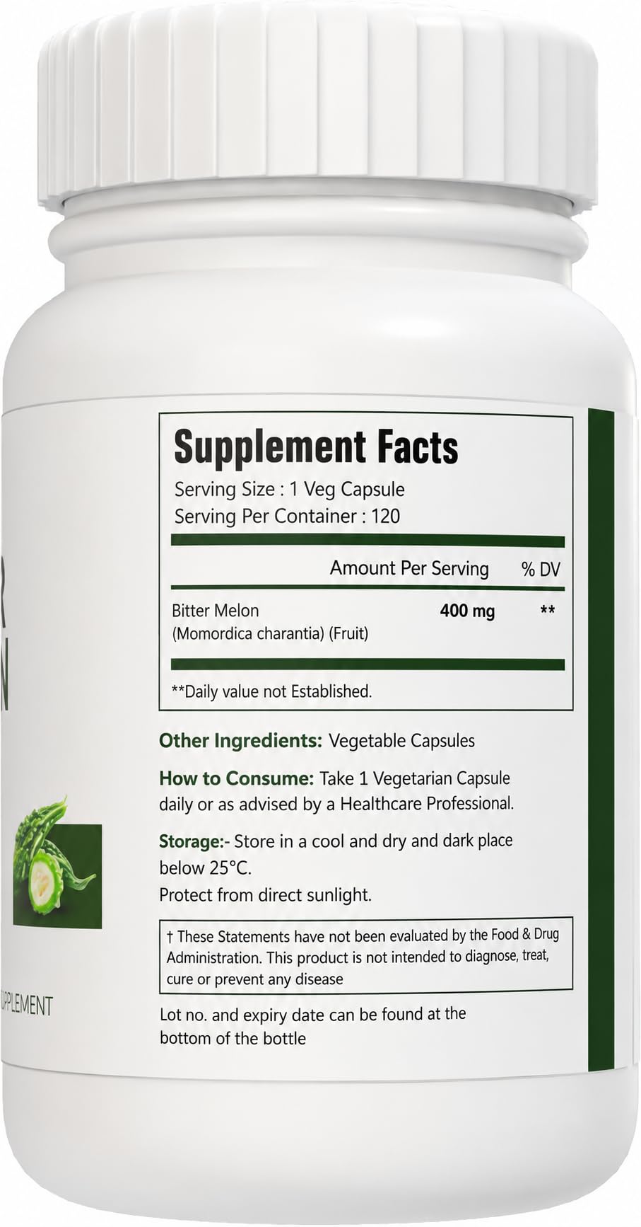 VitaCosmoX Bitter Melon Root 400 mg Capsules, 3 Packs