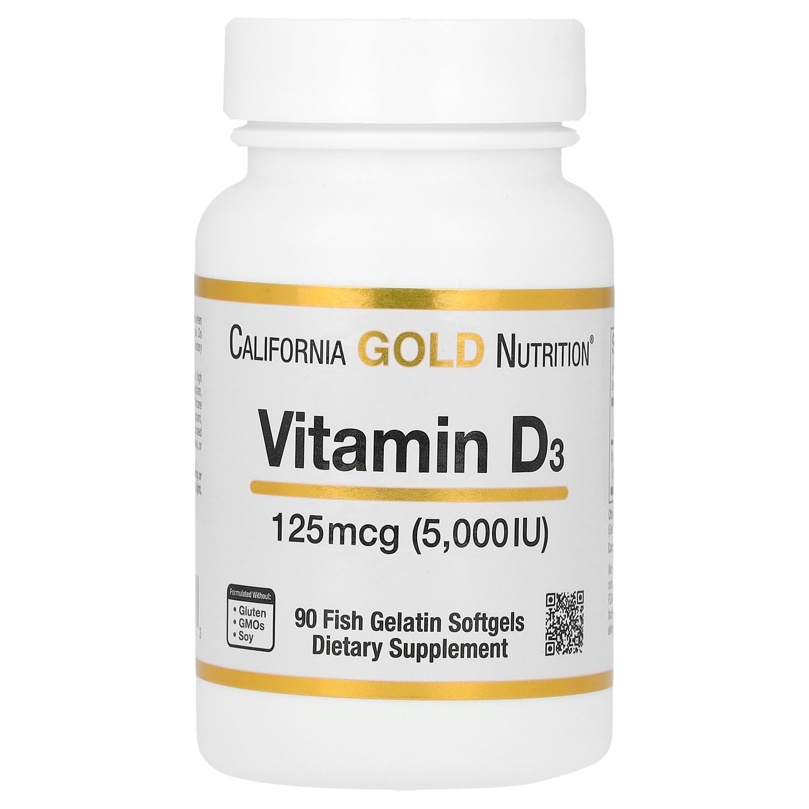 California Gold Nutrition Vitamin D3 Supplement Softgels 90