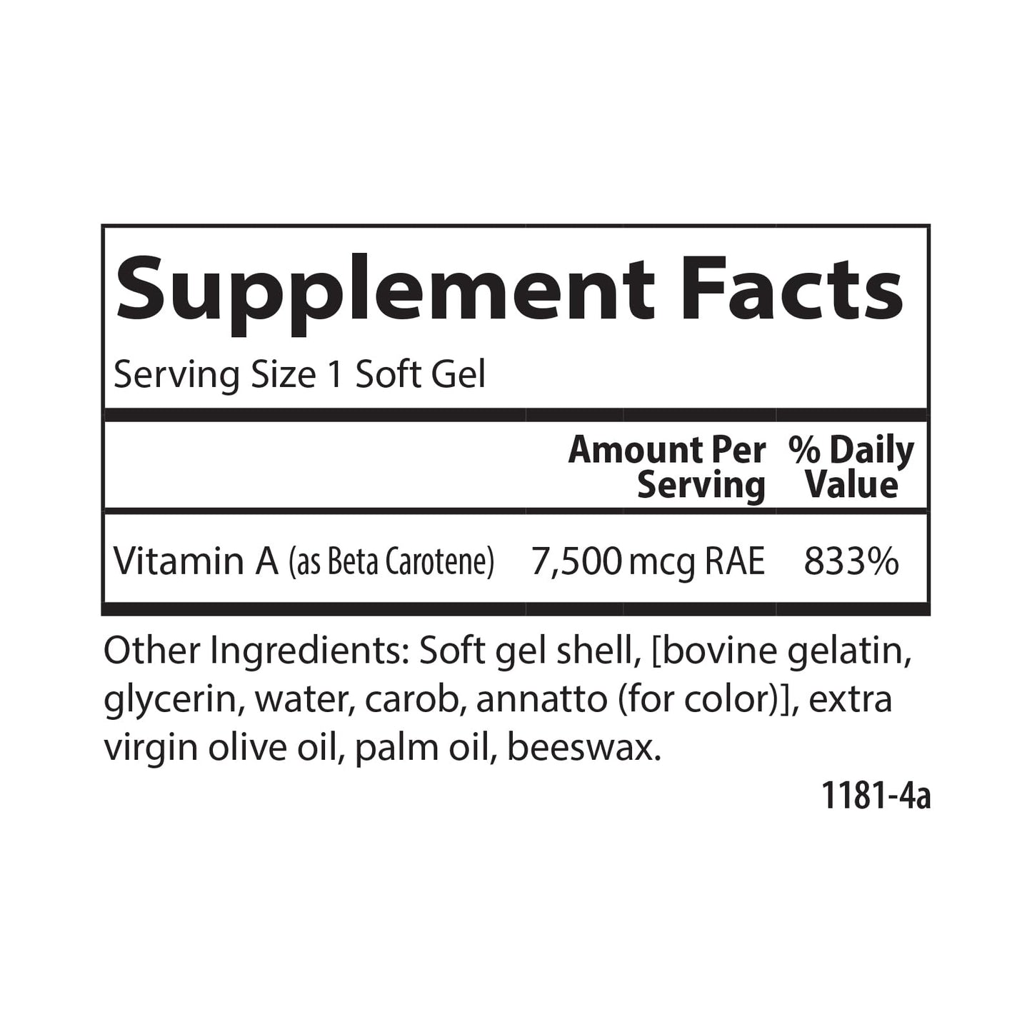 Carlson Super Beta Carotene 25,000 IU Softgels, 100 Count