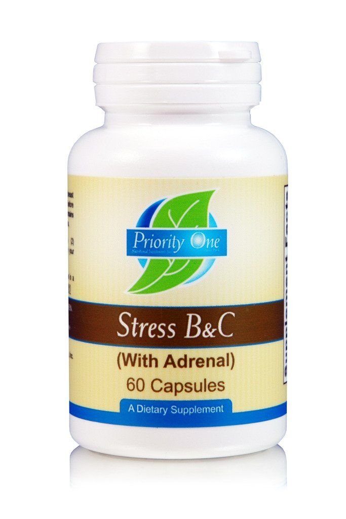 Priority One Stress B & C B Complex with Whole Gland Adrenal Capsules, 60 Count