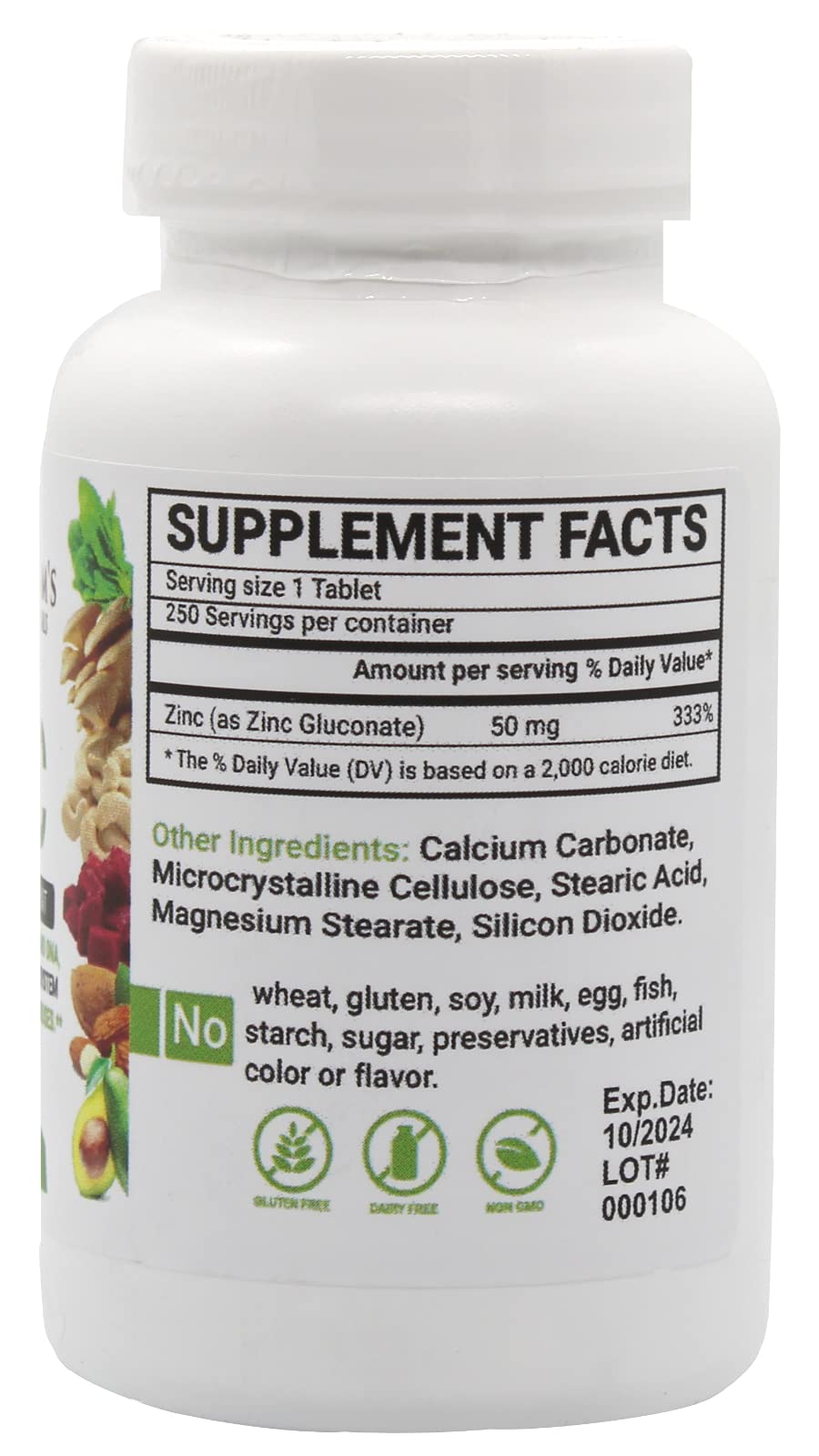 Peter's Choice Zinc Tablets Immune System Support 50mg, 250 Tablets