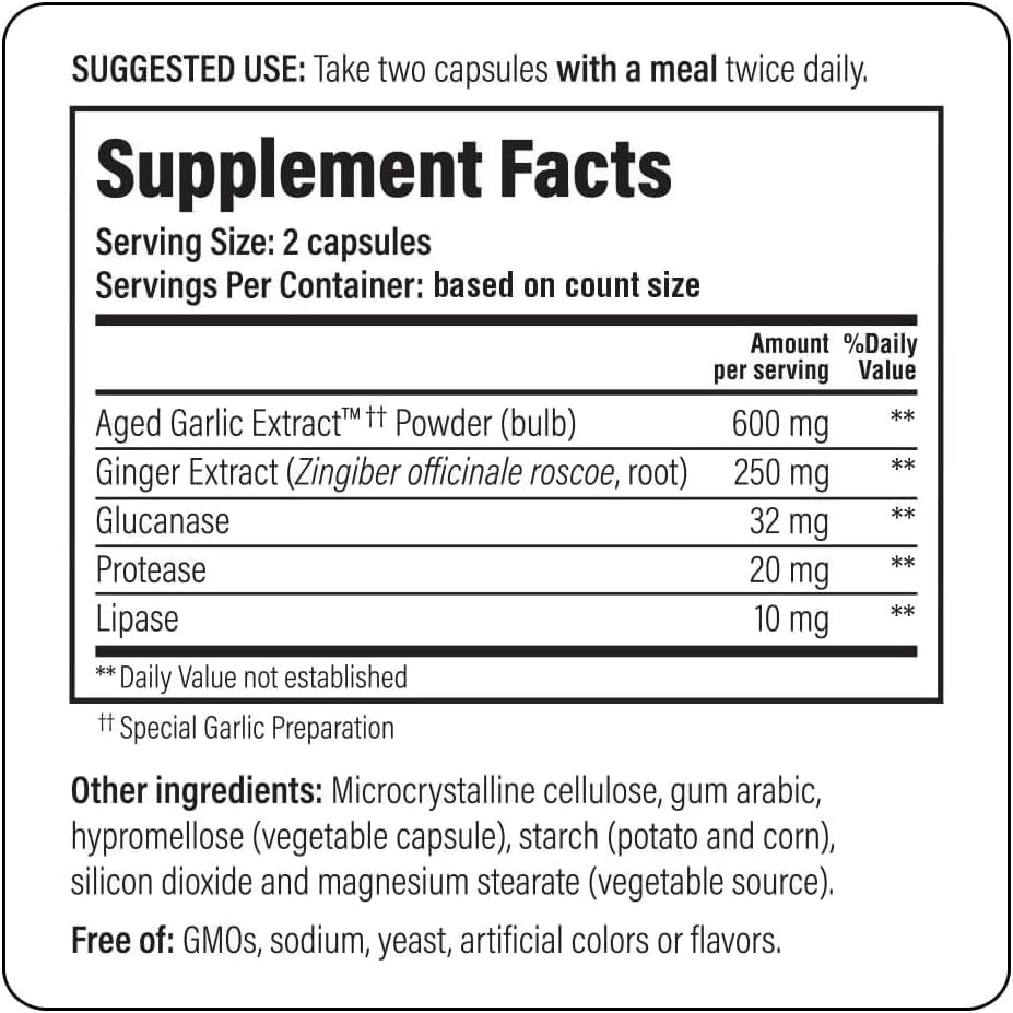Kyolic Aged Garlic Extract Formula 102, Cleanse & Digestion*, Ginger and Enzyme Complex, 100 Tablets