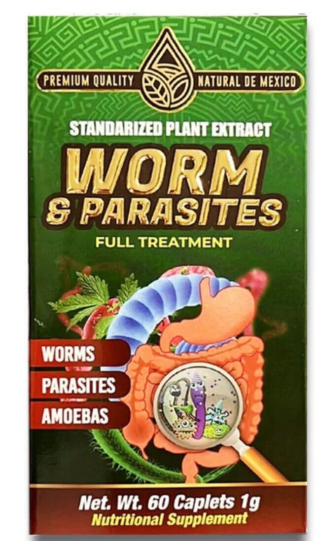 Generic NAT-DE-MEX. Worm&Parasite Buckthorn, Rue, Peppermint (Lombrices-Parasitos) Tablets 60