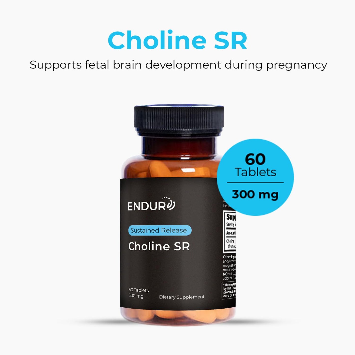 Endurance Products Choline L(+) Bitartrate SR 300 mg Tablets, 60 Count