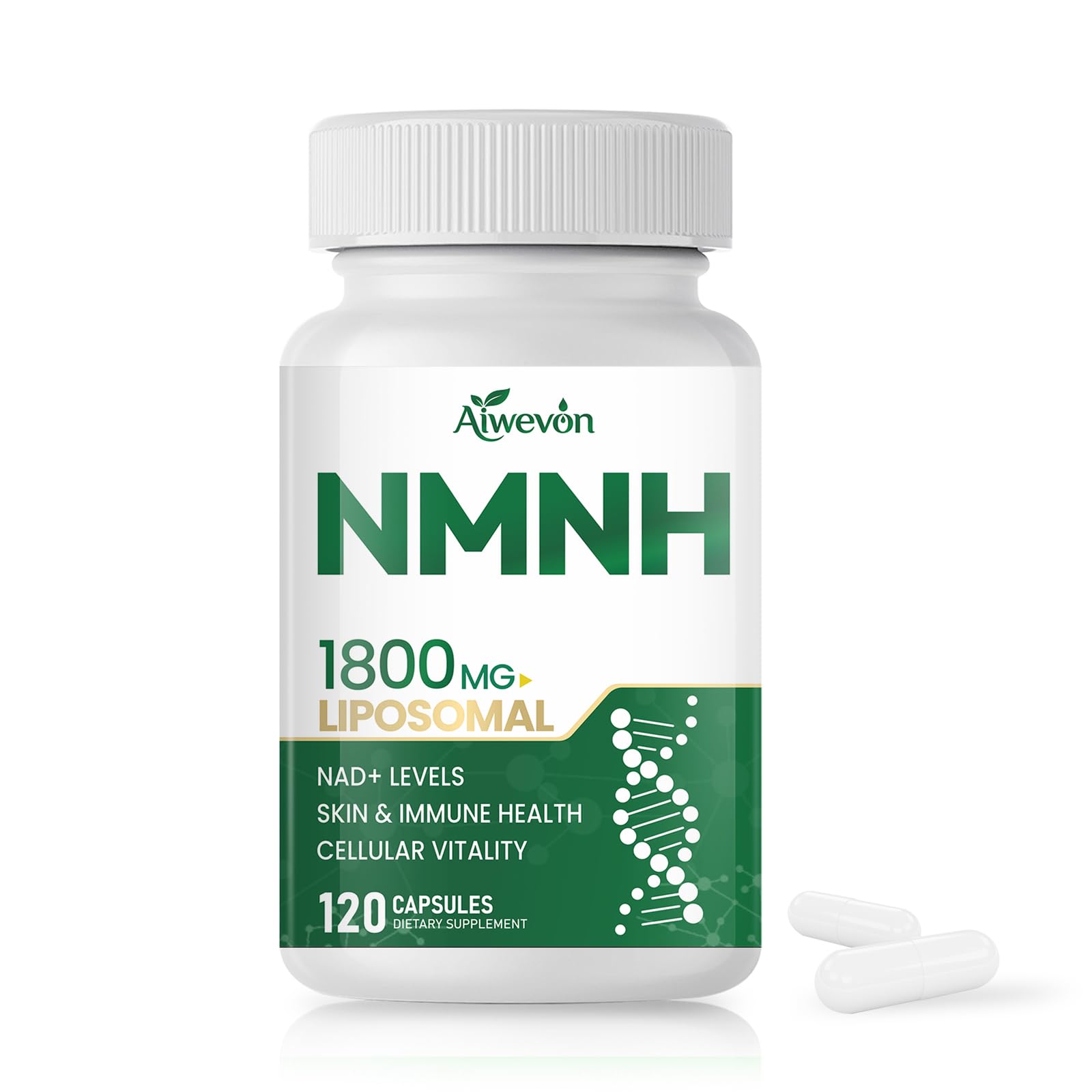 Aiwevon NMNH 1800mg Liposomal NAD+ Supplement Capsule, 120 Count