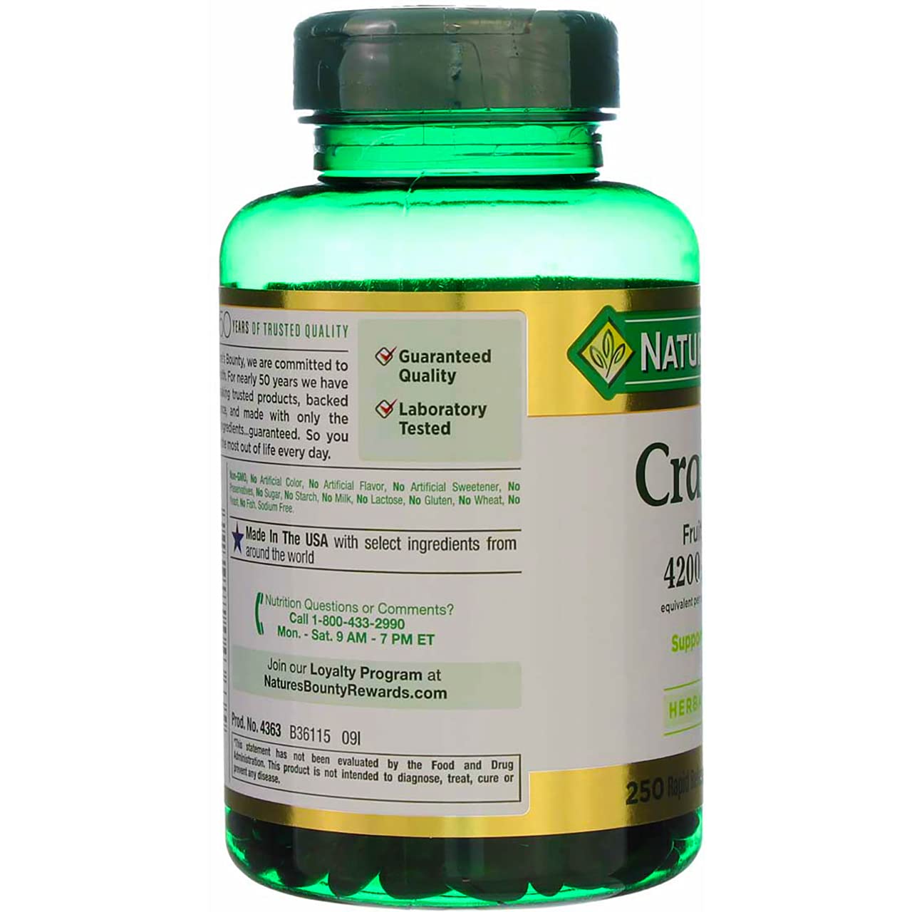 Nature's Bounty Cranberry with Vitamin C 4200 mg Softgel 750 Count