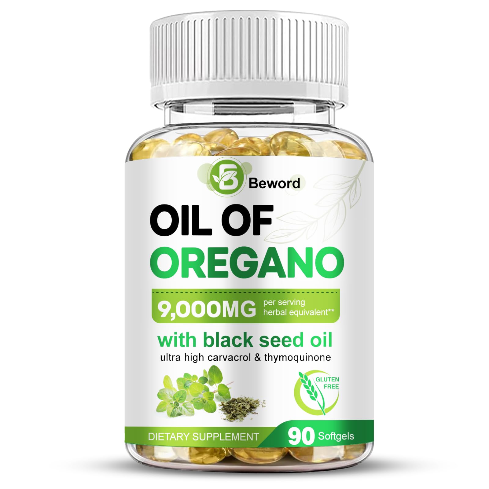 BEWORD Oil of Oregano with Black Seed Oil Softgels 90