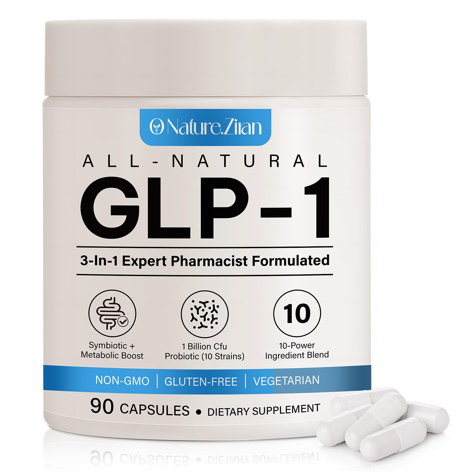 O NATURE ZIRAN GLP-1 Supplement for Women & Men, Natural GLP-1 for GLP-1 Levels, Digestive & Gut Health, Vegan, 90 Capsules