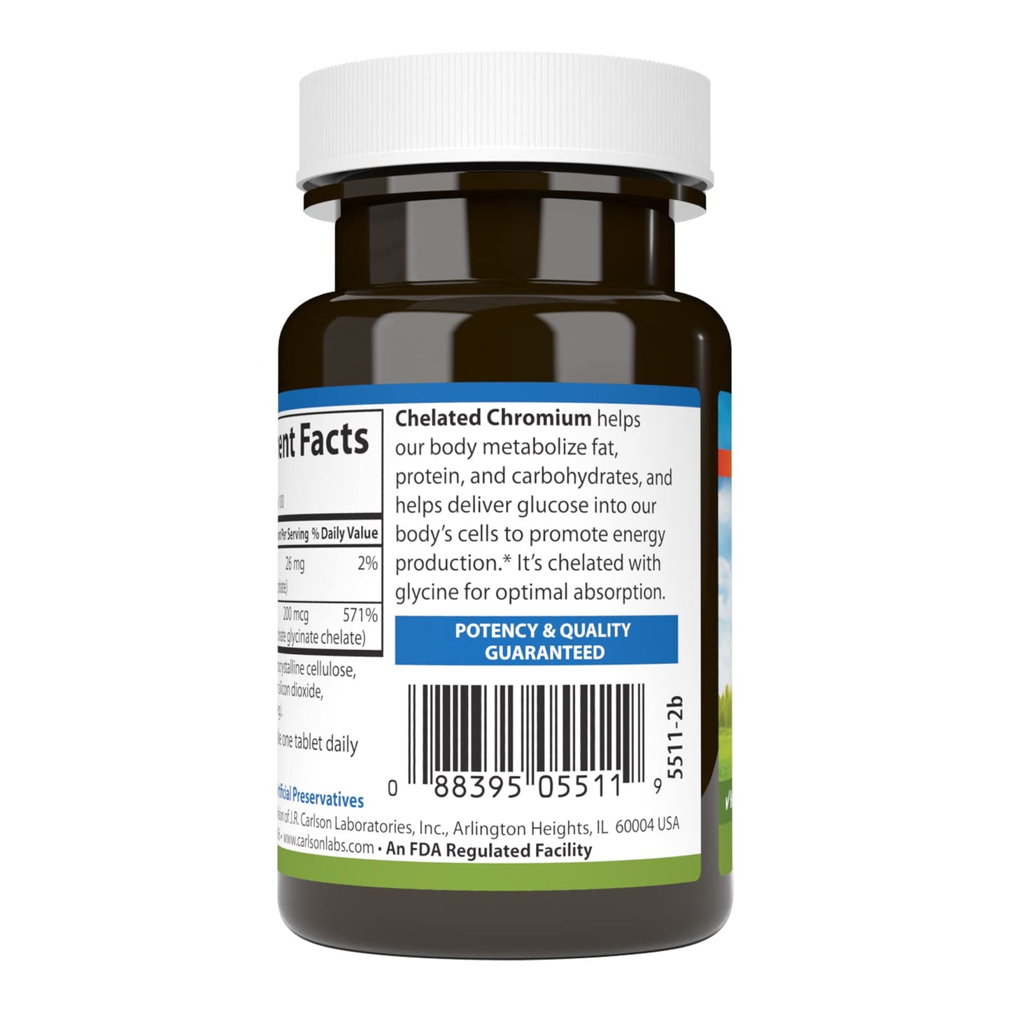 Carlson Chelated Chromium 200 mcg Tablets, 100 Count