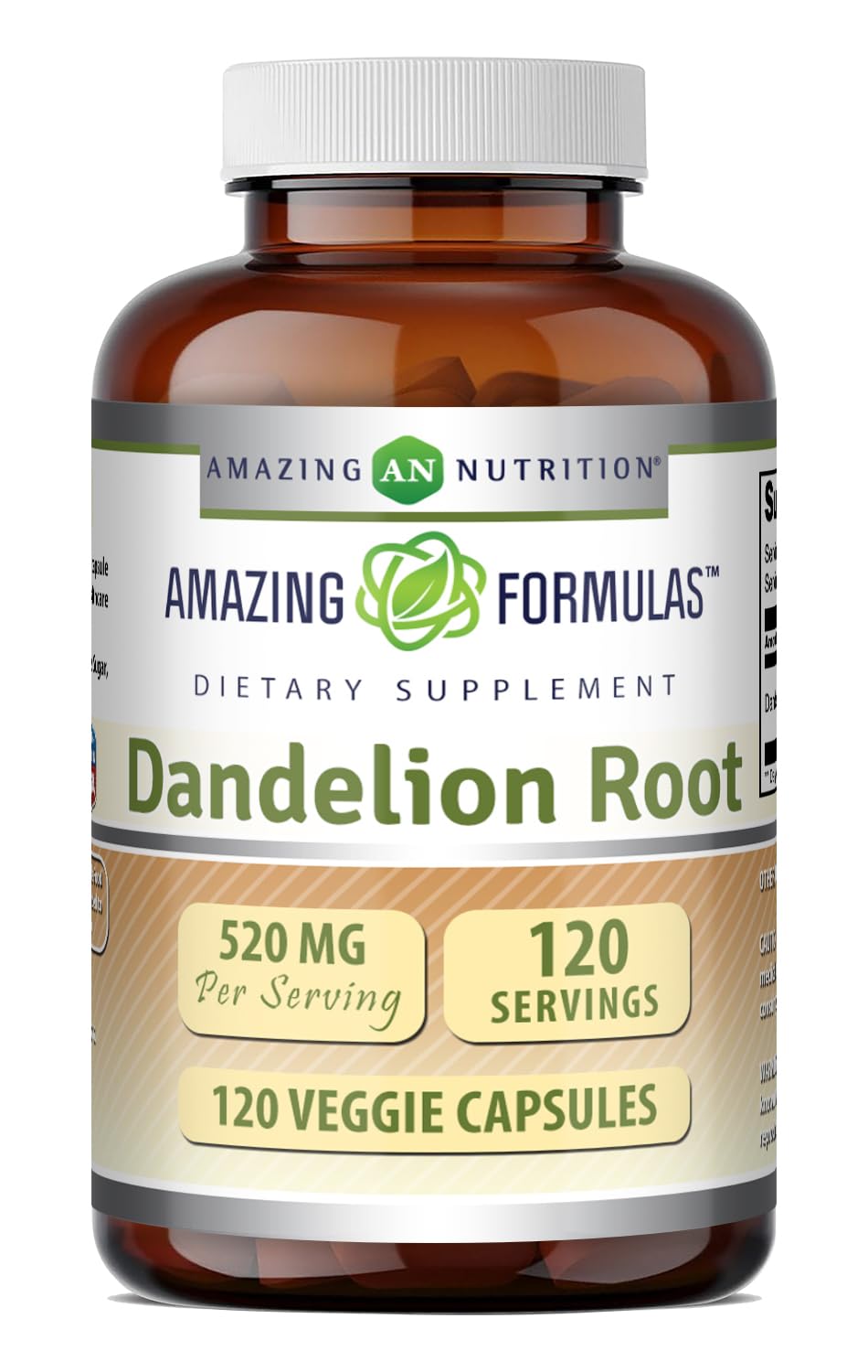 Amazing Nutrition Dandelion Root (Taraxacum Officinale) Supplement Capsule 120 Count