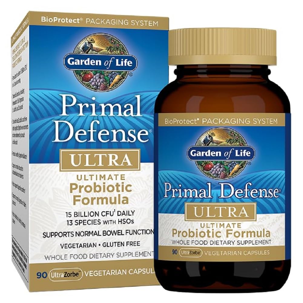 Garden of Life Probiotics for Digestive Health Balance, Primal Defense Ultra Ultimate Formula 90 Capsules