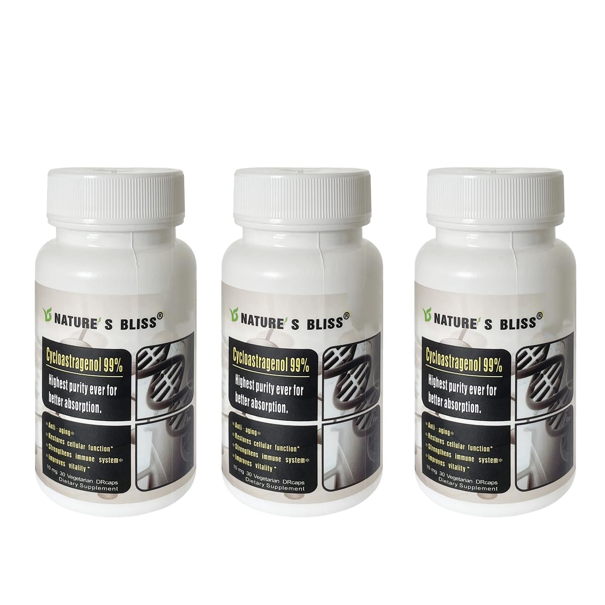 Nature'sbliss Telomere Supplements Cycloastragenol 10mg 99% Capsules 90