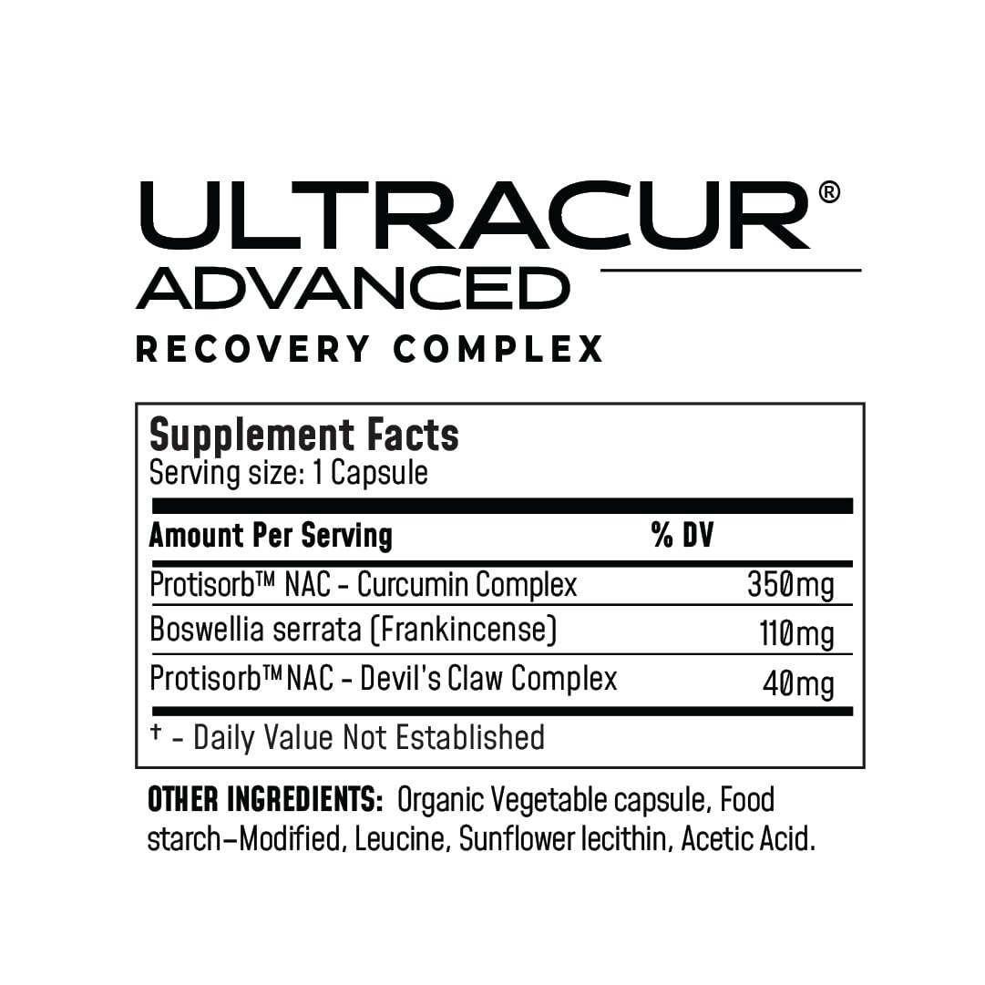 UltraCur Advanced Joint Support Supplement with High Absorption Curcumin - Extra Strength Protisorb Liquid Protein Scaffold, Devils Claw & Boswellia, 60 Capsules
