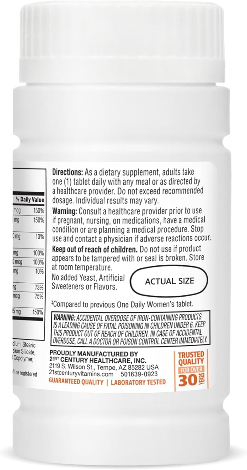 21st Century Women's One Daily Multivitamin Multimineral Supplement, 200 Tablets