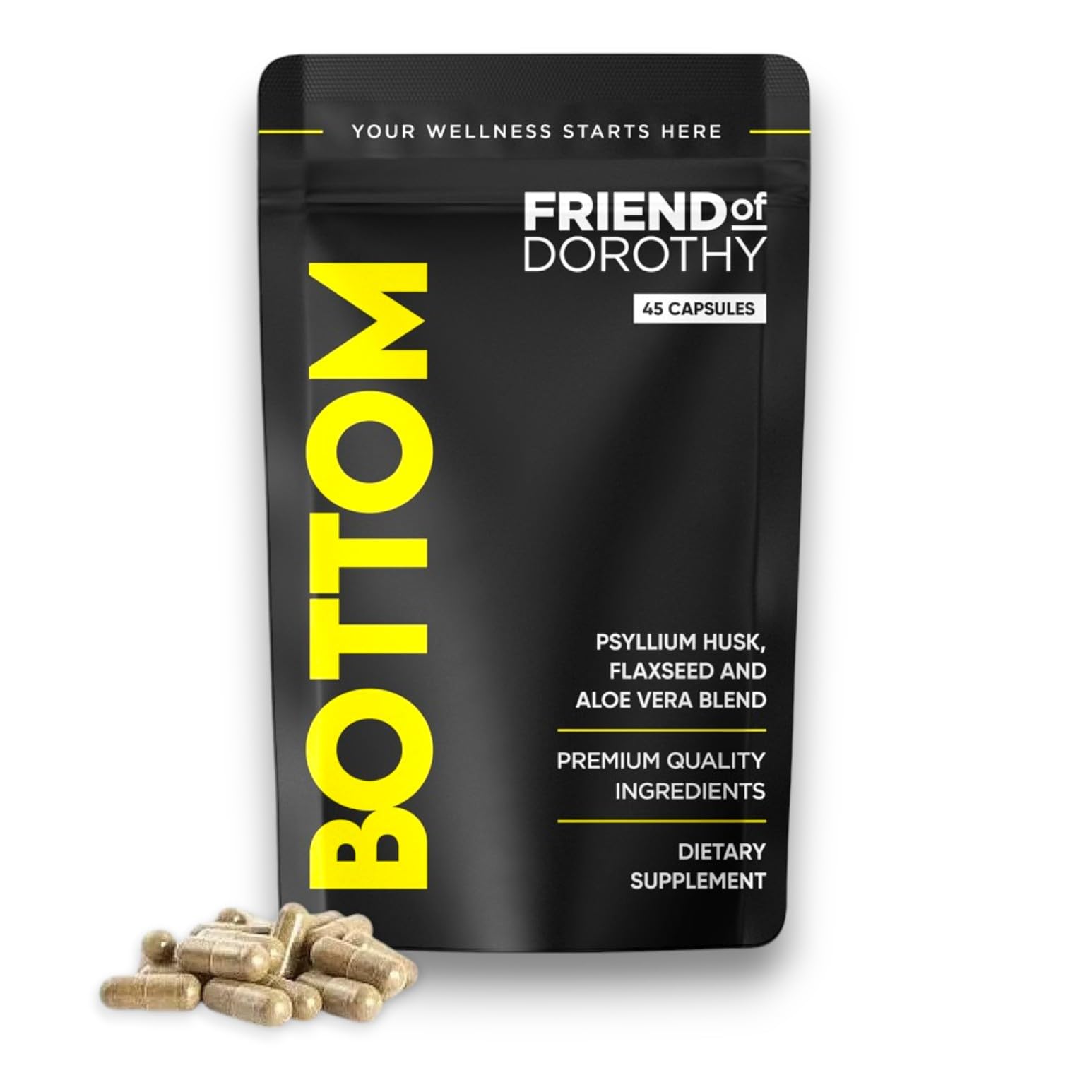 FRIEND OF DOROTHY Digestive Fiber Support for Men, Psyllium Husk & Aloe Vera 45 Capsules