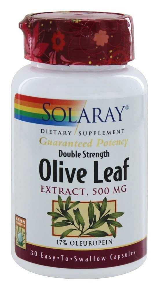 SOLARAY Olive Leaf Extract Double Strength 500 mg Capsules, 30 Capsules