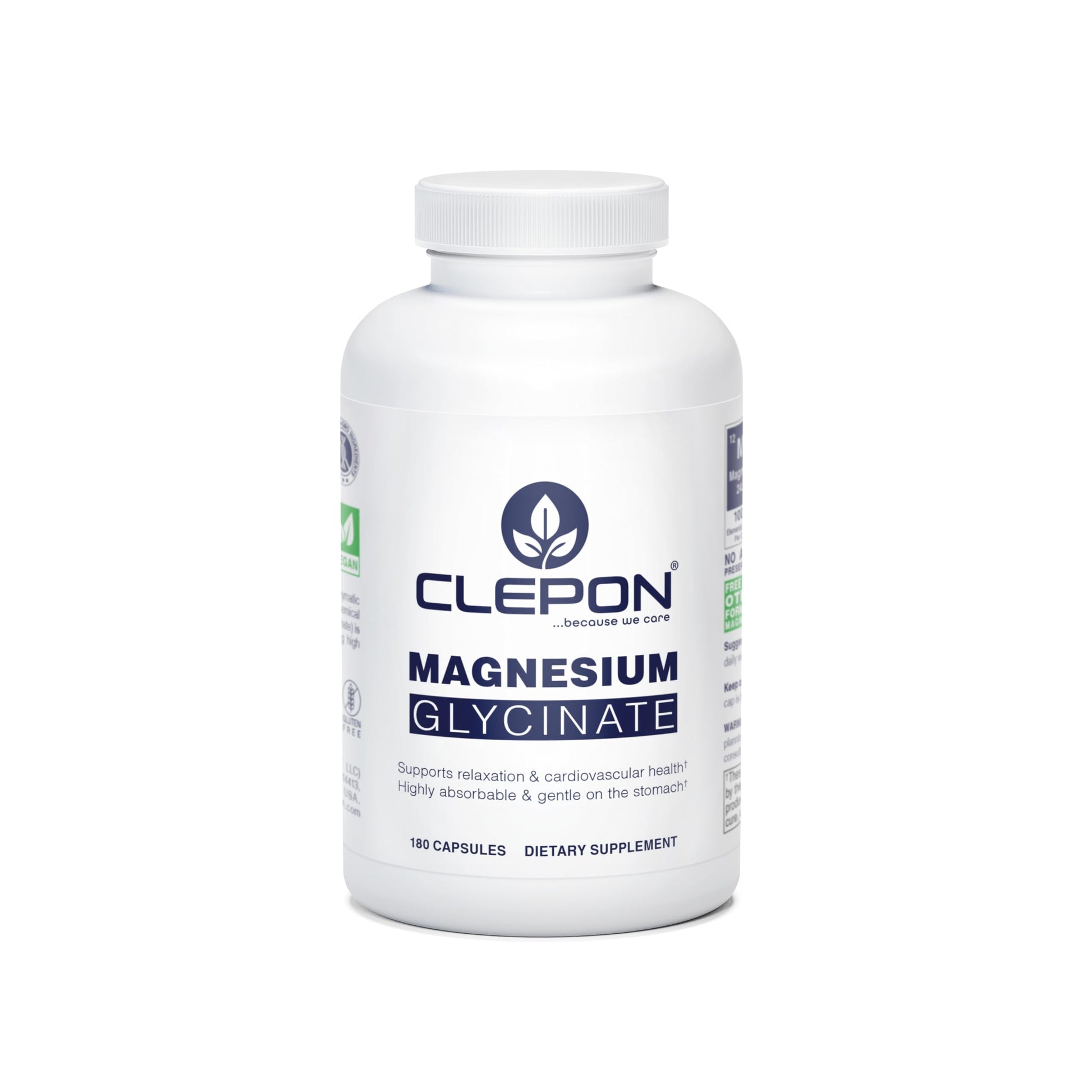 CLEPON Magnesium Glycinate Capsules, 180 Count