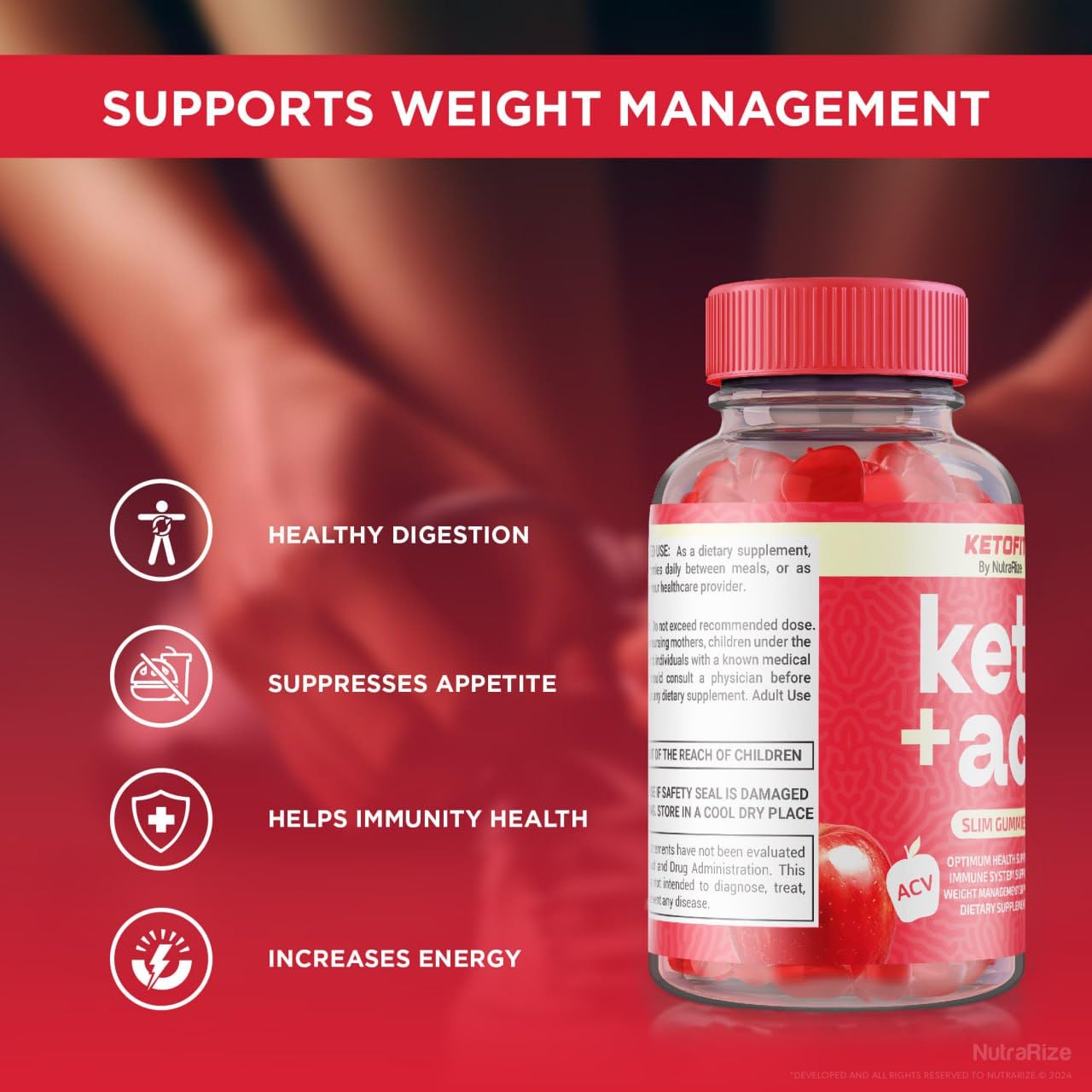 NutraRize Ketofit Advanced Formula for Weight Loss Gummies, 60 Count