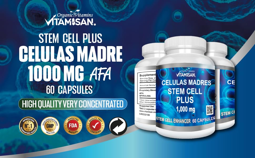VITAMISAN 4 Celulas Madres Stemcells AFA Blue Green Algae Anti-Aging 240 Capsules