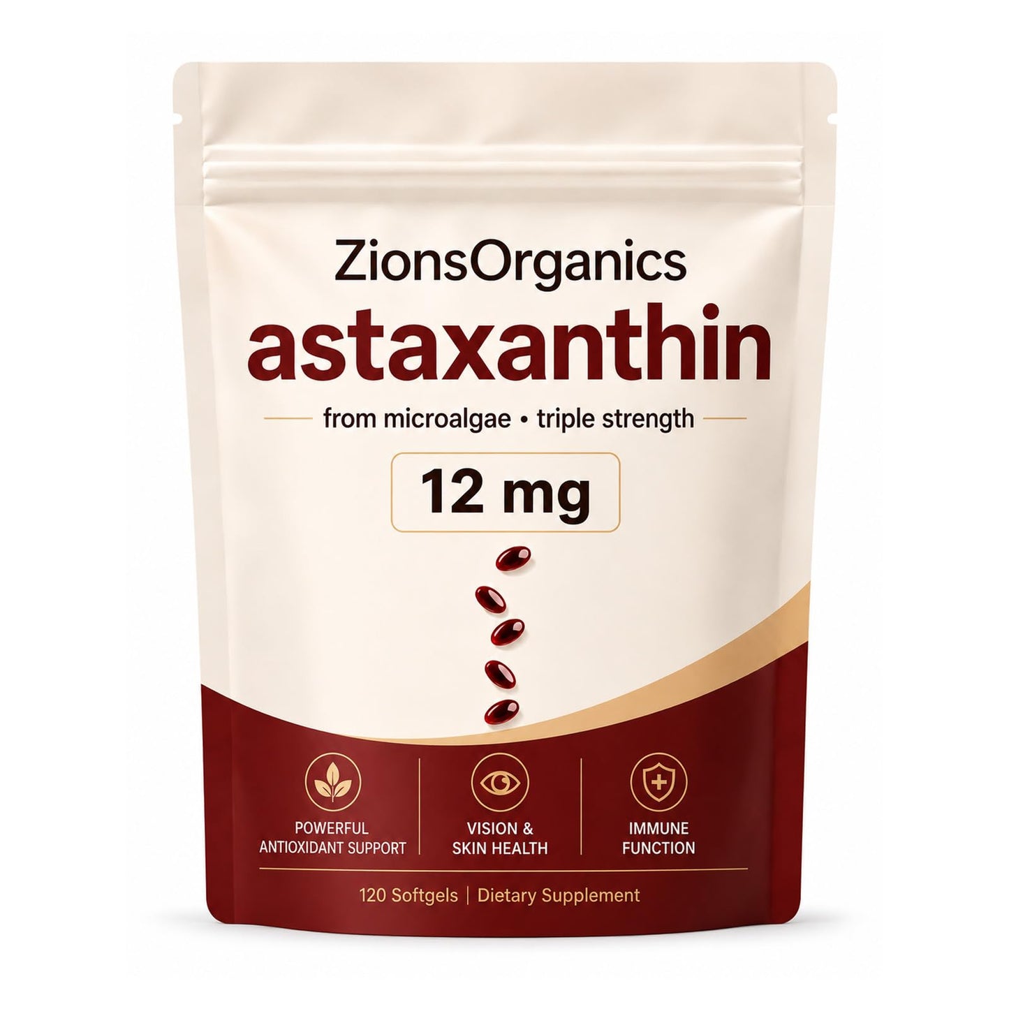 Healthy Flow Zions Organic Astaxanthin Softgels 120 Count