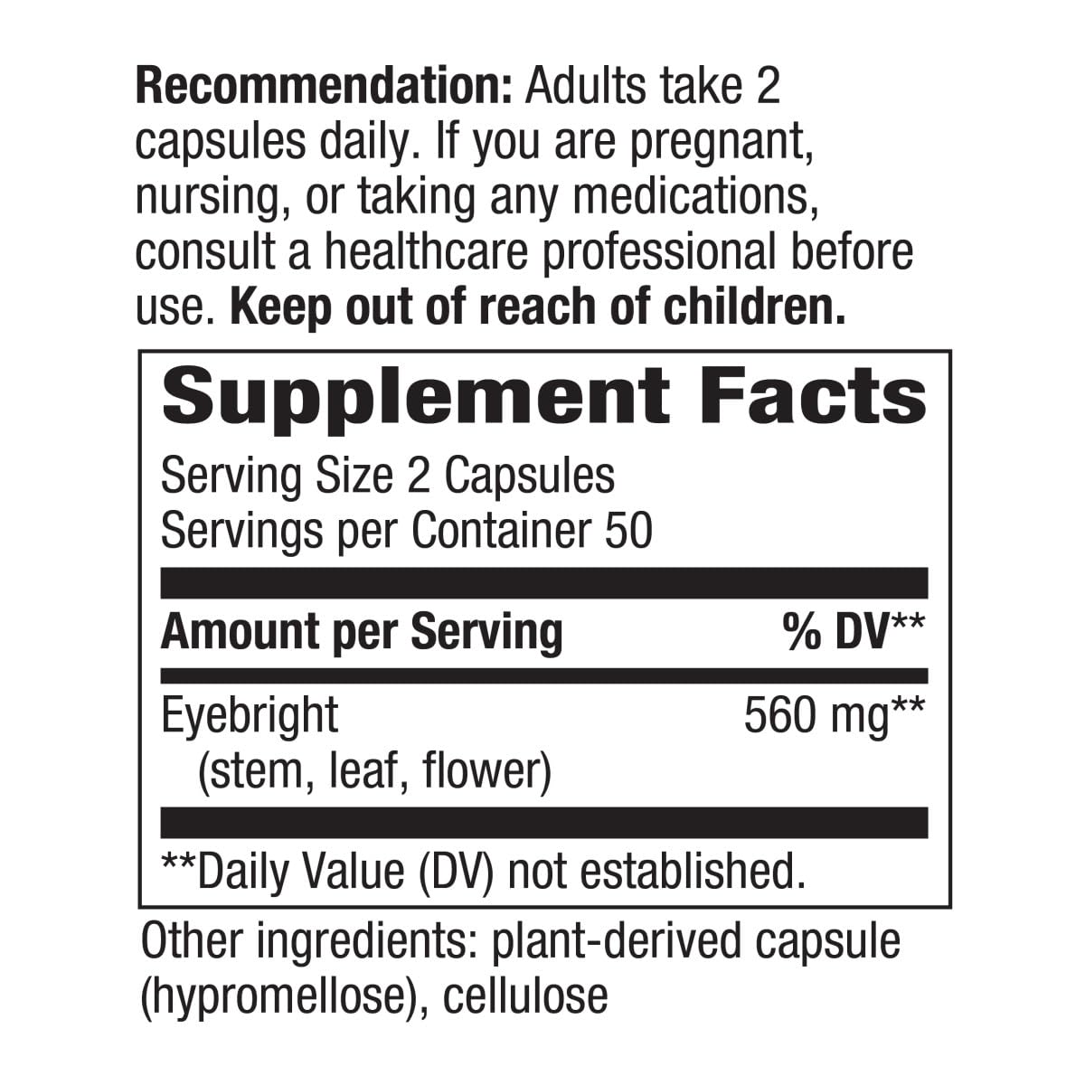 Nature's Way Eyebright Herb Vegetarian Capsule, 100 Count
