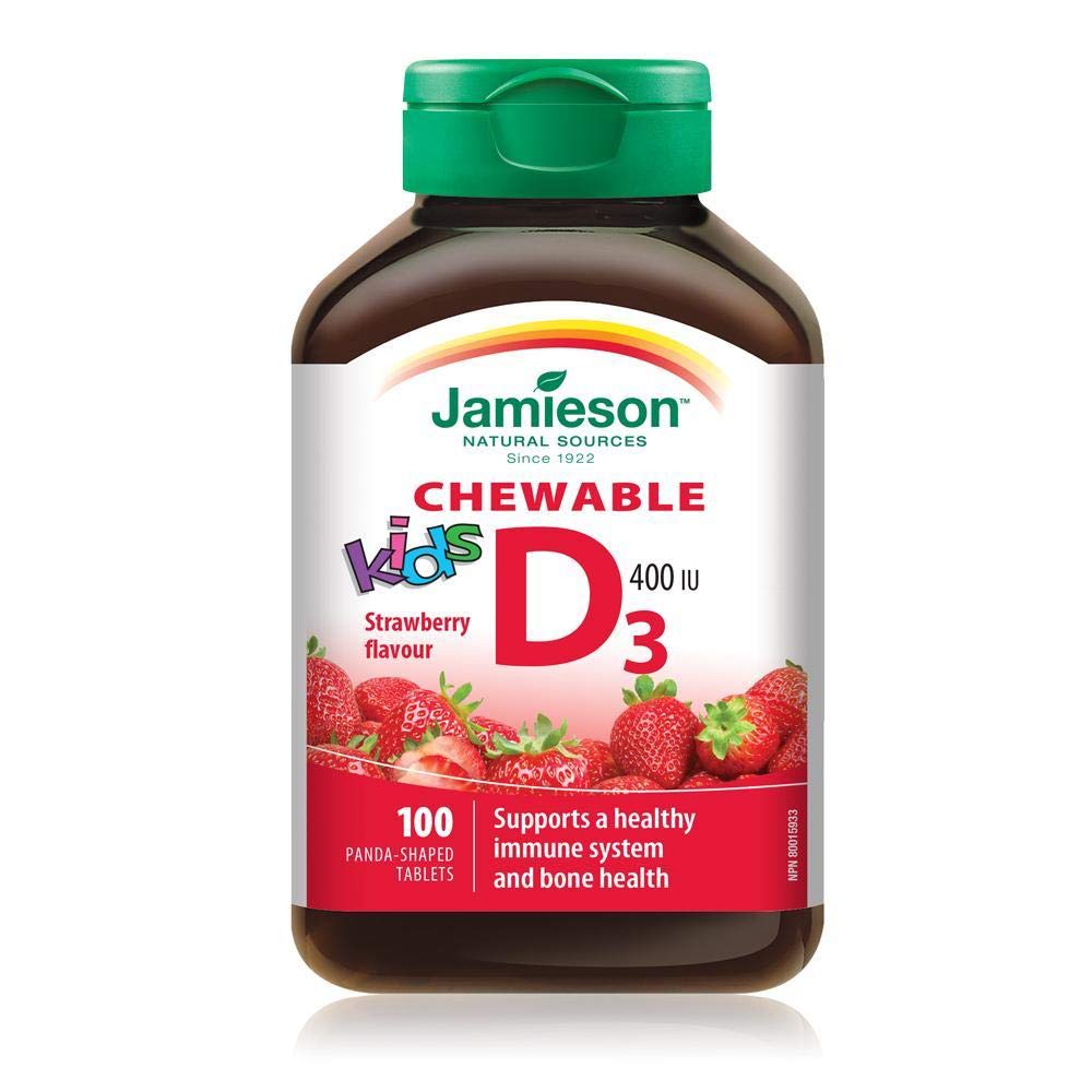 Jamieson Laboratories Chewable Vitamin D3 for Kids Strawberry, 100 Count
