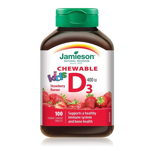 Jamieson Laboratories Chewable Vitamin D3 for Kids Strawberry, 100 Count
