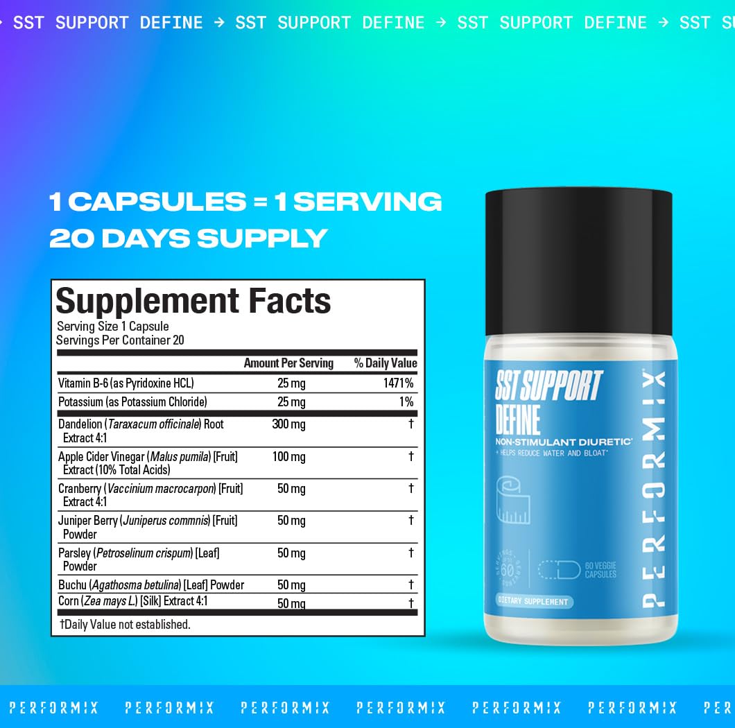 PERFORMIX SST Support Define Non-Simulant Diuretic Capsule, 60 Count