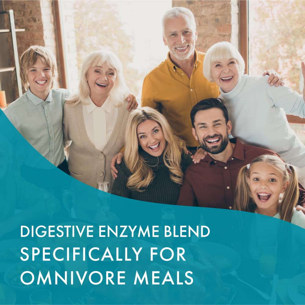 Pure Essence Labs Real-Zymes OMNIVORE Digestive Enzymes Supplement with Probiotics for Better Digestion - Natural Support for Relief of Bloating, Gas, Belching, Diarrhea, Constipation, IBS, etc. - 30 Capsules