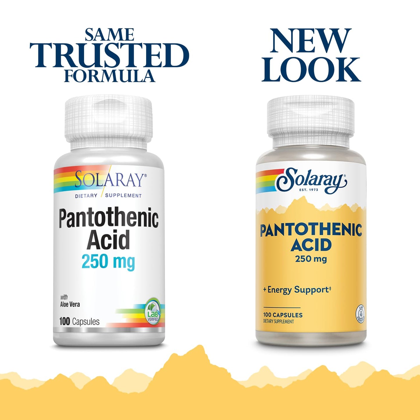 SOLARAY Pantothenic Acid 250mg Vitamin B5 Capsule, 100 Capsules