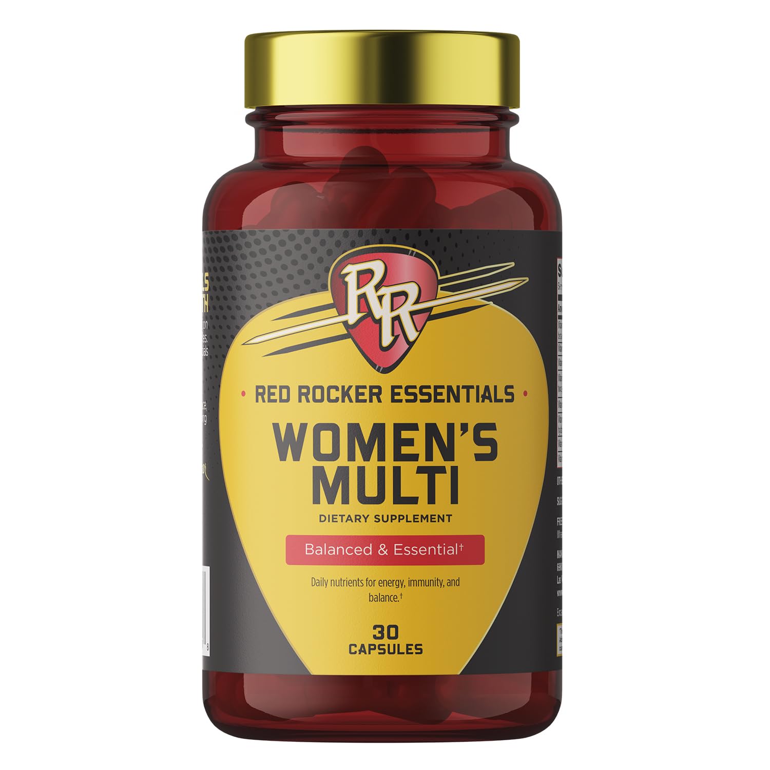 Nature's Lab Red Rocker Essentials Women's Multi with Methylated B12 & Folate, Hyaluronic Acid, Silica & 5000 IU D3 Capsules, 30 Count