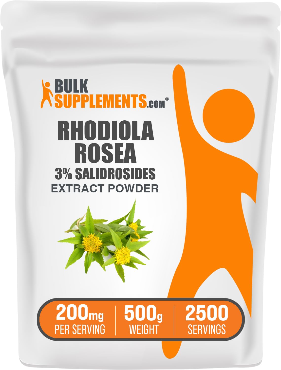 BulkSupplements Rhodiola Extract Powder 3% Salidrosides, Rhodiola Rosea Extract - Herbal Supplement, Gluten Free, 17.5 Ounce
