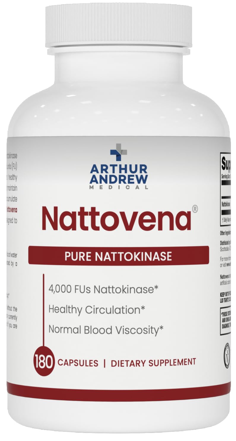 Arthur Andrew Medical Nattovena Pure Nattokinase Supplement, Capsule, 180 Count, Double Strength 4,000 FUs per Capsule