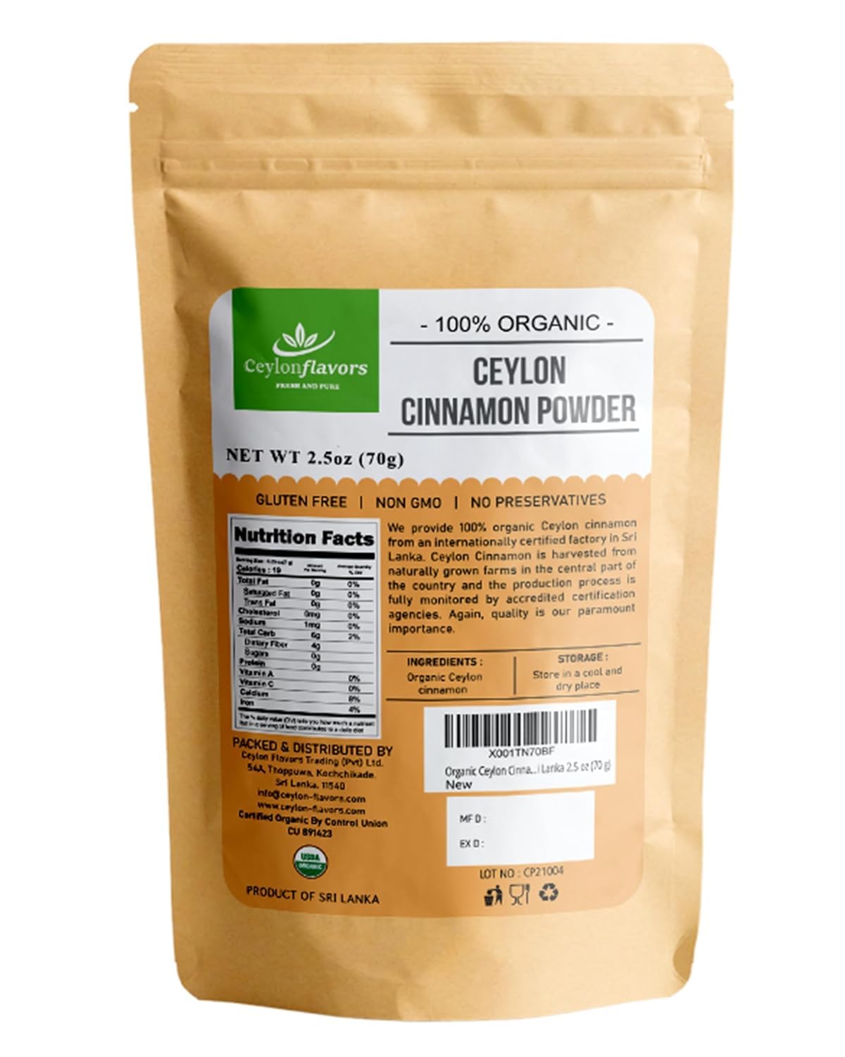 Ceylon Flavors Real Ceylon Cinnamon Powder, 2.5 oz