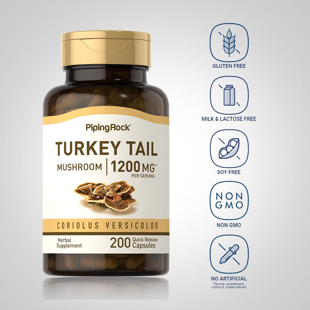 Piping Rock Turkey Tail Mushroom Capsules 200 Count