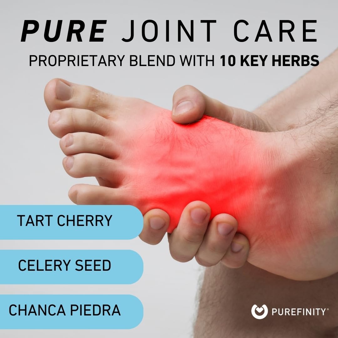 PUREFINITY Uric Acid Flush & Cleanse Capsules – Daily Joint Support for Adults with Tart Cherry Extract, Turmeric, Celery Seed, Chanca Piedra, and Bromelain, 60 Count