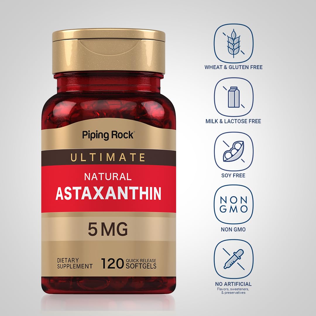 Piping Rock Astaxanthin Supplement 5mg Softgels 120