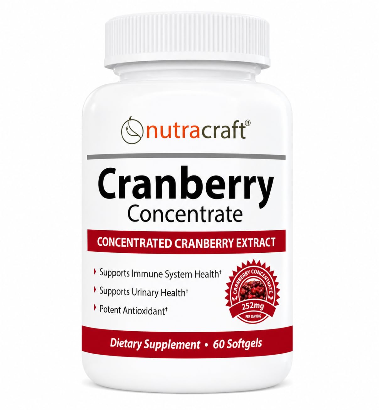 Nutracraft Cranberry Extract 50:1 with Vitamin C & Vitamin E – Urinary Tract Support – 60 Capsules