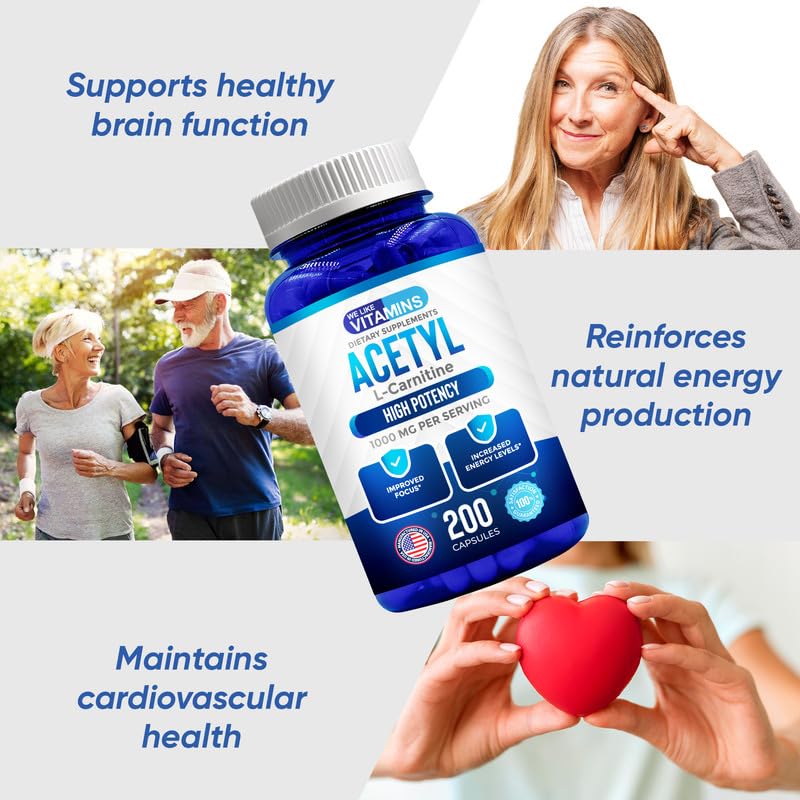 We Like Vitamins Acetyl L-Carnitine 1000mg Capsules, 200 Count