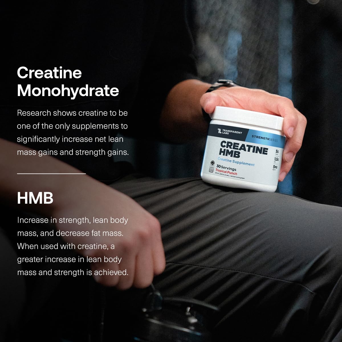 Transparent Labs Creatine Monohydrate with HMB Powder 10.4 oz