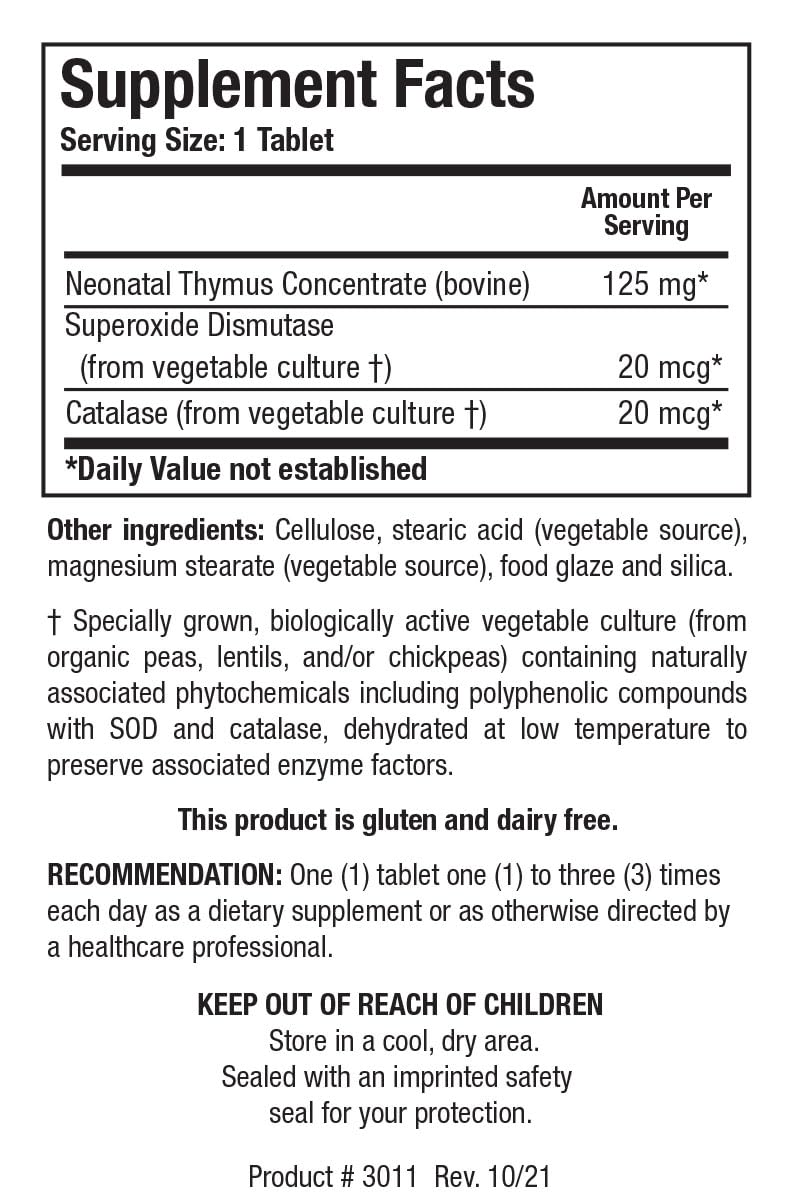 Biotics Research Cytozyme Thy Neonatal Thymus Concentrate Tablet, 60 Tablets