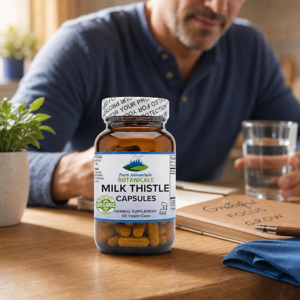 Pure Mountain Botanicals Milk Thistle Supplement Capsules, 90 Count