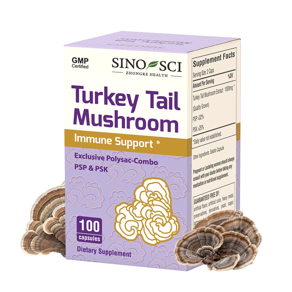 Sino-Sci Turkey Tail Mushroom Capsules 100 Count