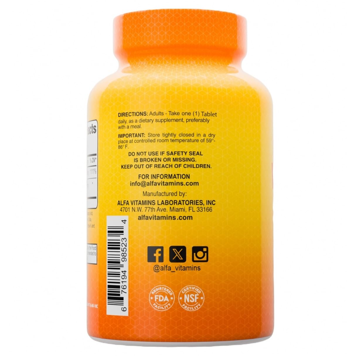 ALFA VITAMINS Vitamin C with Rose Hips 1000 mg Vitamin C per Serving Tablet, 100 Tablets
