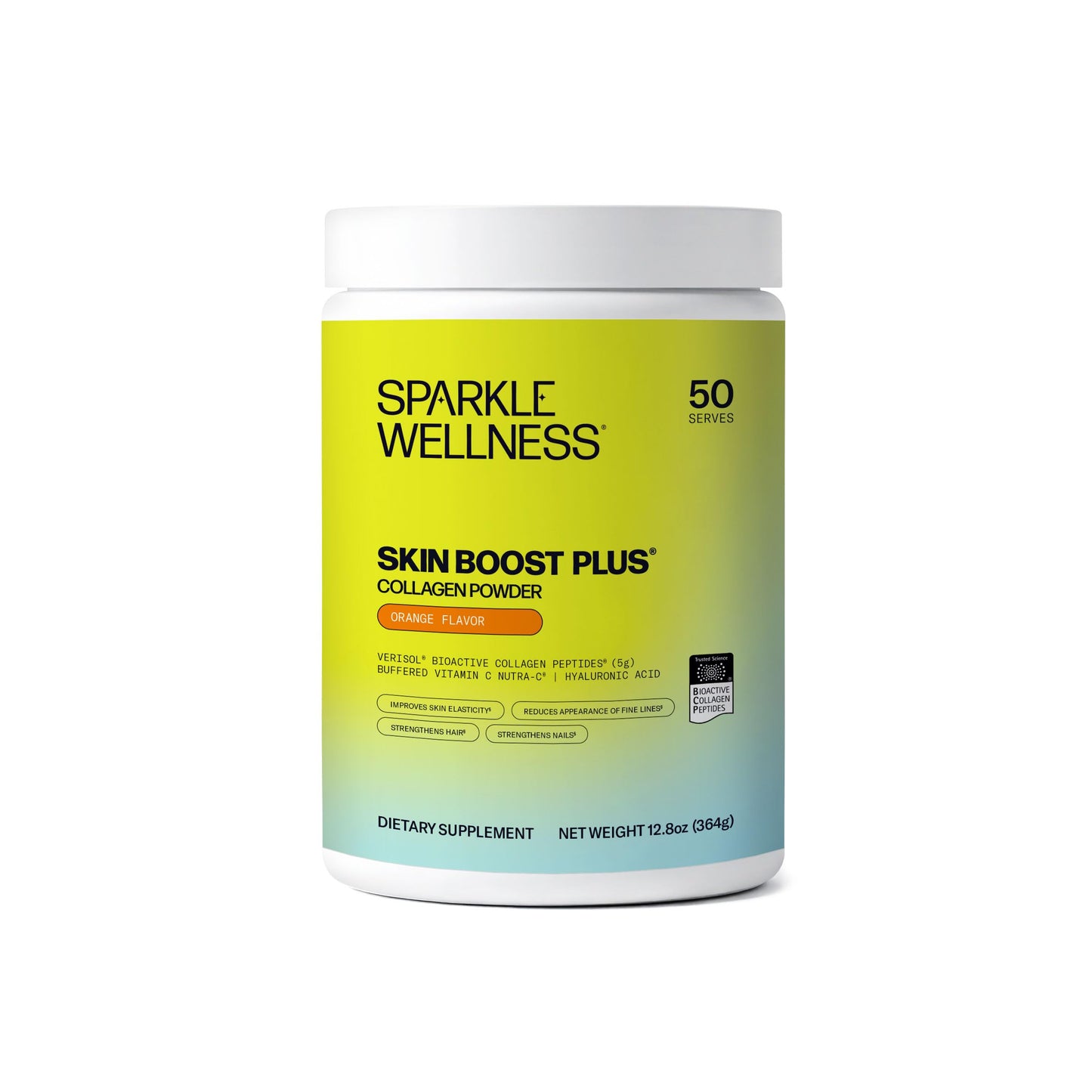 Sparkle Wellness VERISOL Bioactive Hydrolyzed Collagen Peptides Powder with Vitamin C & Hyaluronic Acid, 50 Servings