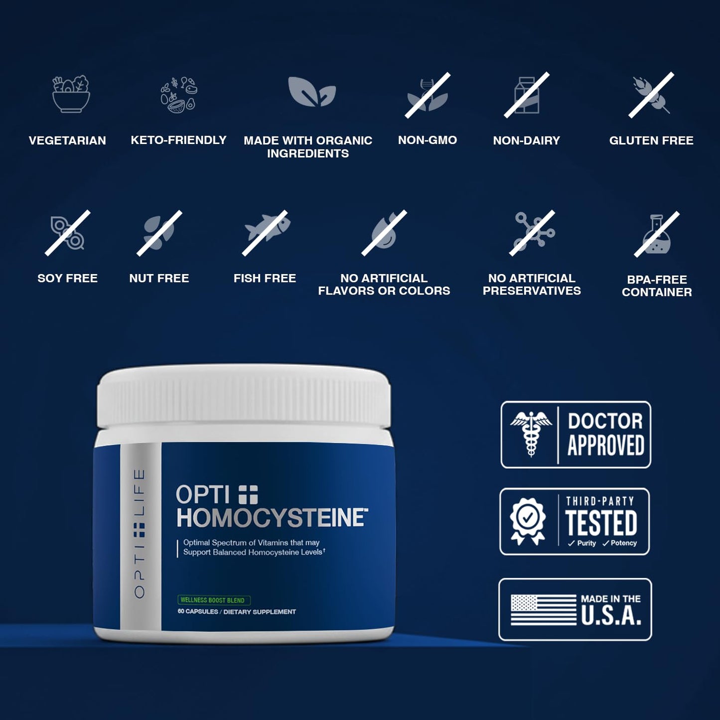 Opti + Life Homocysteine Capsules, 60 Capsules